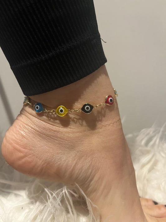 Multi Colored Evil Eye Anklet