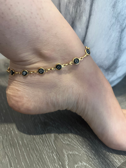 Black & Gold Evil Eye Anklet