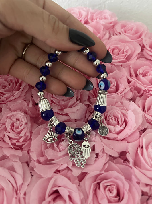 Blue & Silver evil eye bracelet