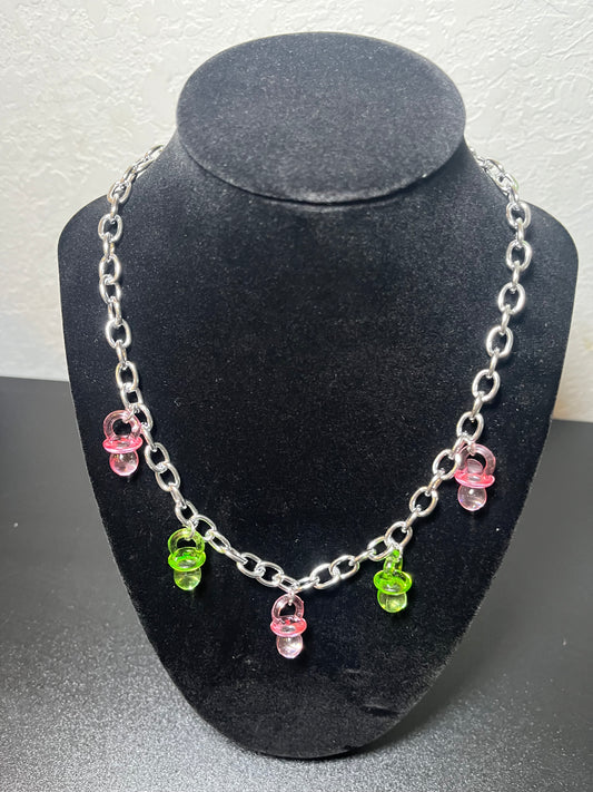 Pink & Green Pacifier Necklace