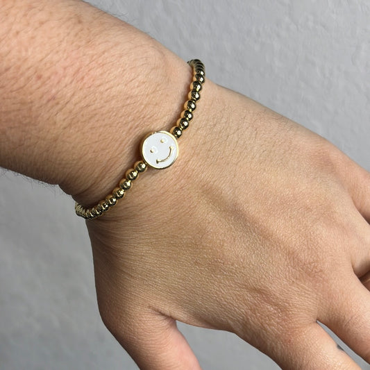 White Smiley stretchy Bracelet