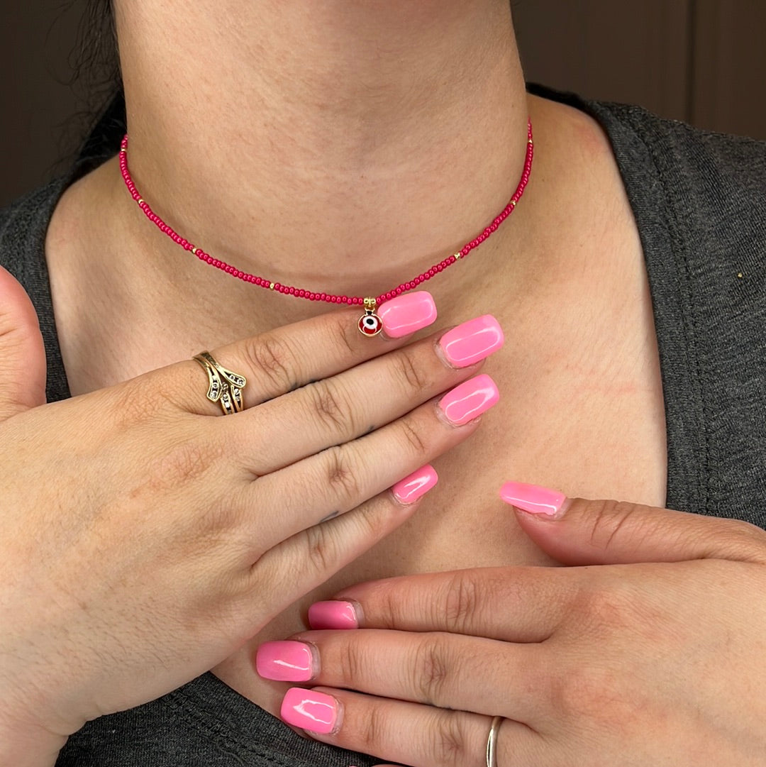 Fuchsia Evil Eye Choker