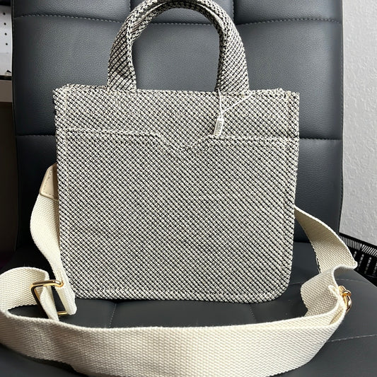 Beige and Black Tote Bag