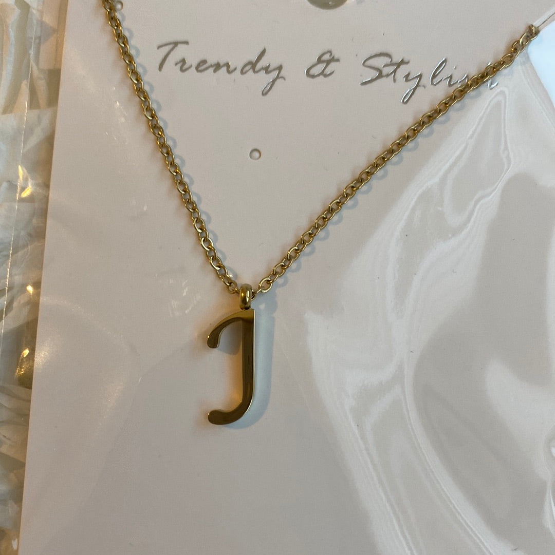 Letter J Necklace in Gold