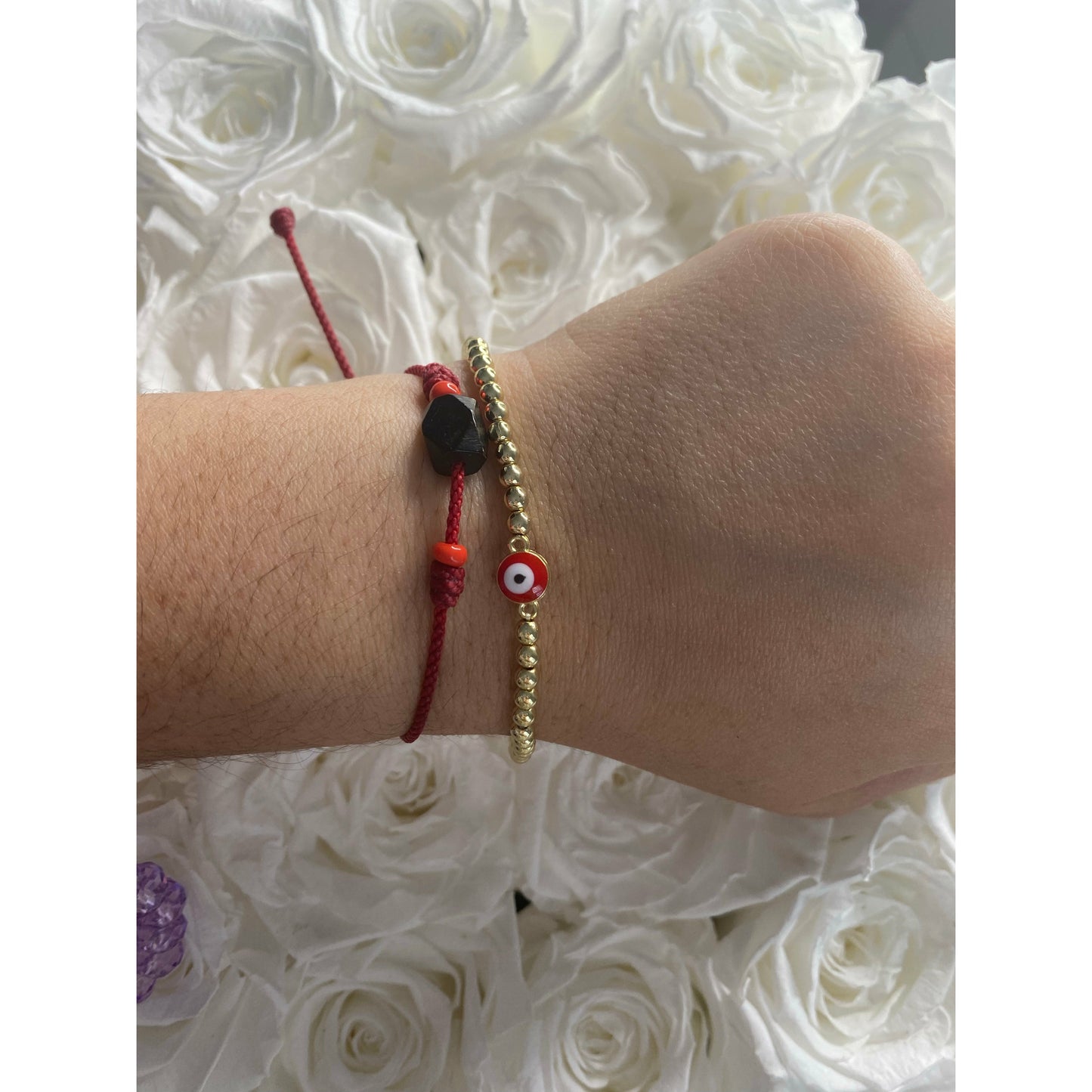 Red & Gold Evil Eye Bracelet