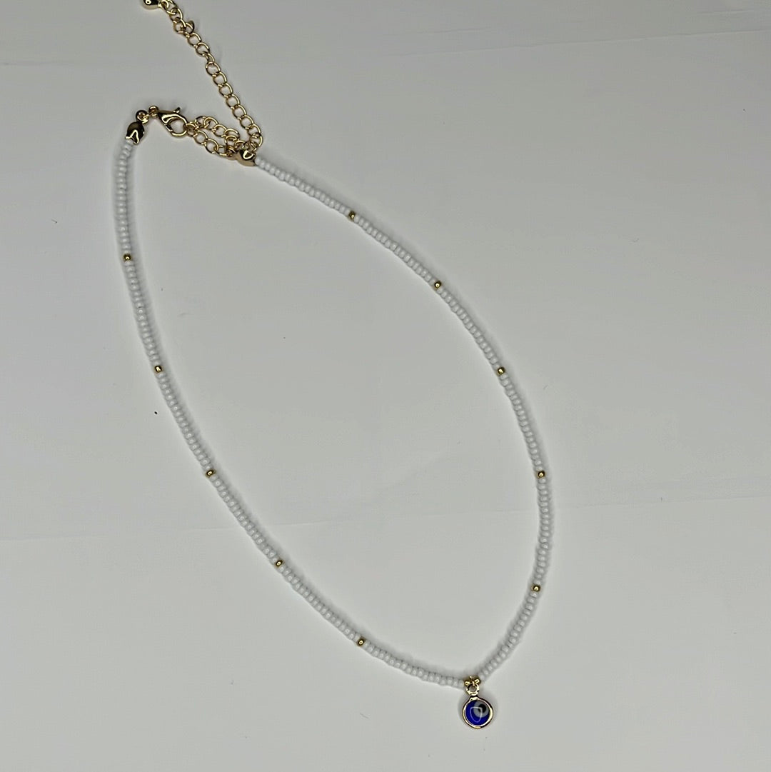 White Evil Eye Choker Necklace