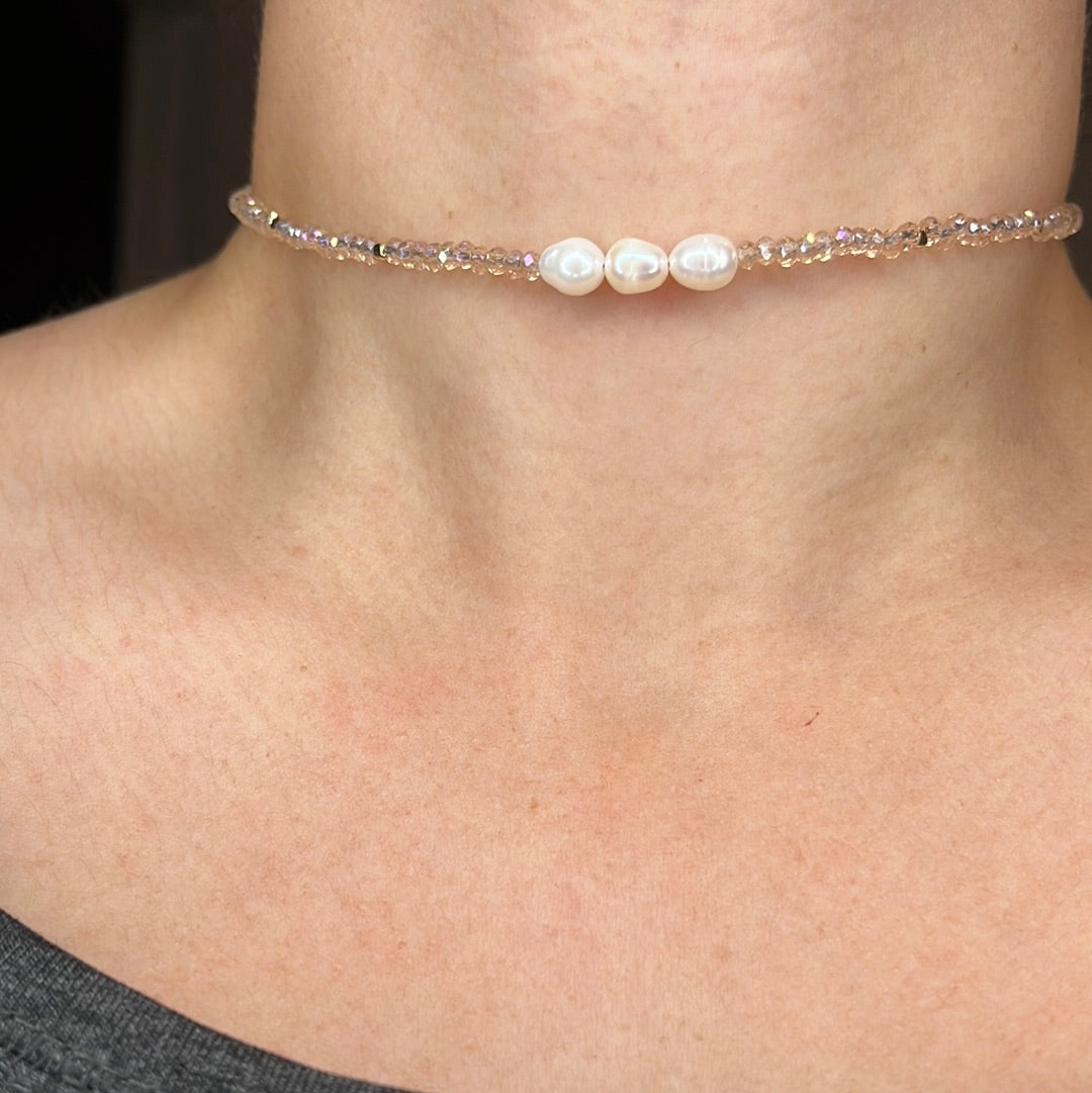 Nude beaded necklace choker