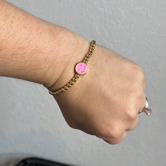 Pink Smiley Stretchy Bracelet