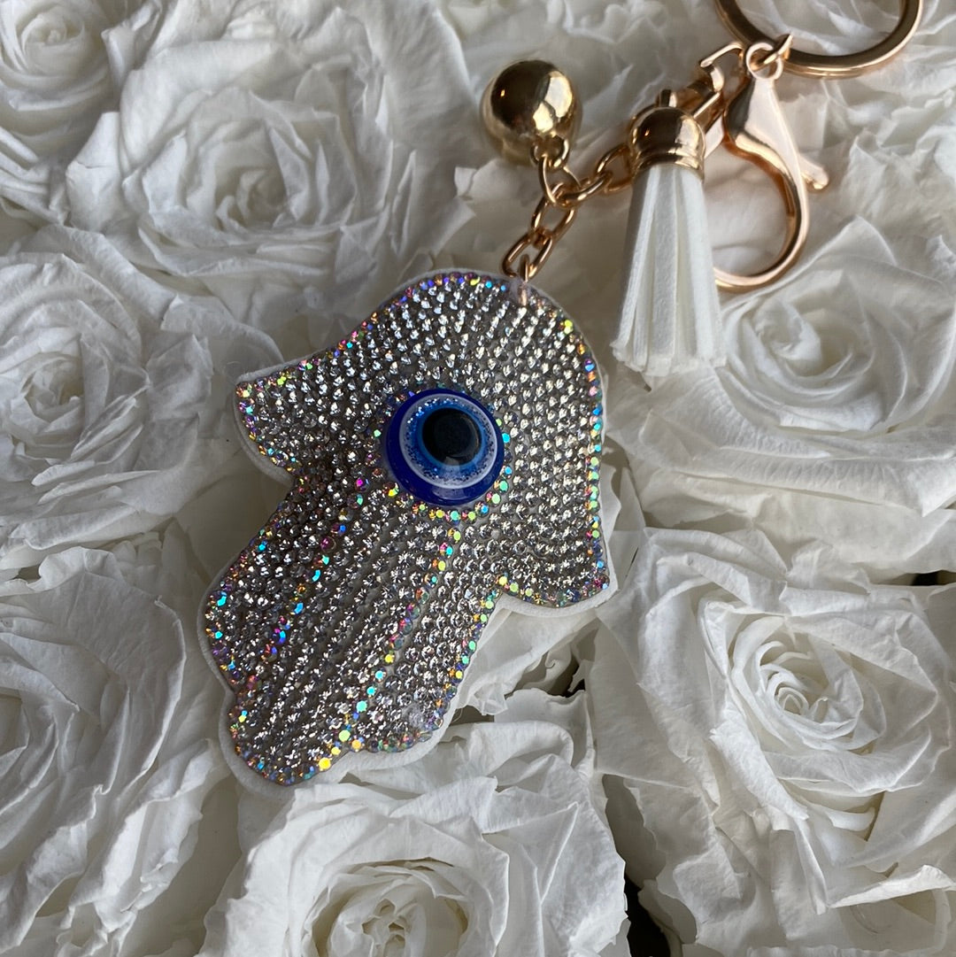 White Evil Eye Keychain/Llavero