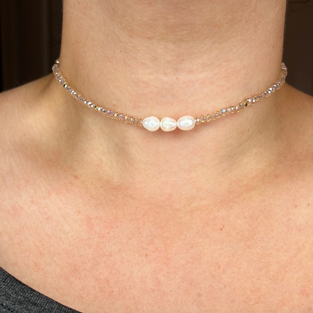 Nude beaded necklace choker