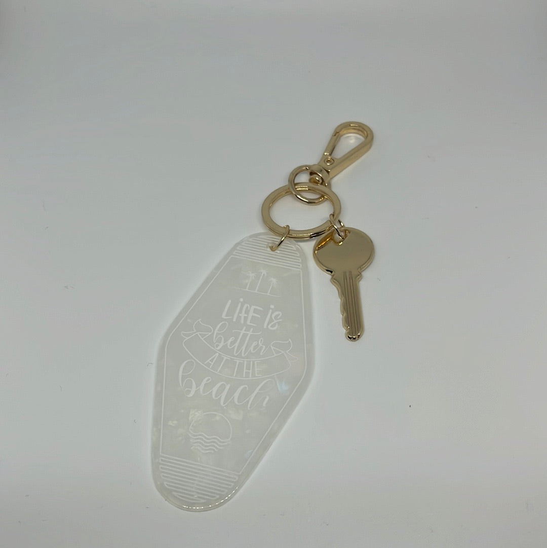 White beach hotel keychain