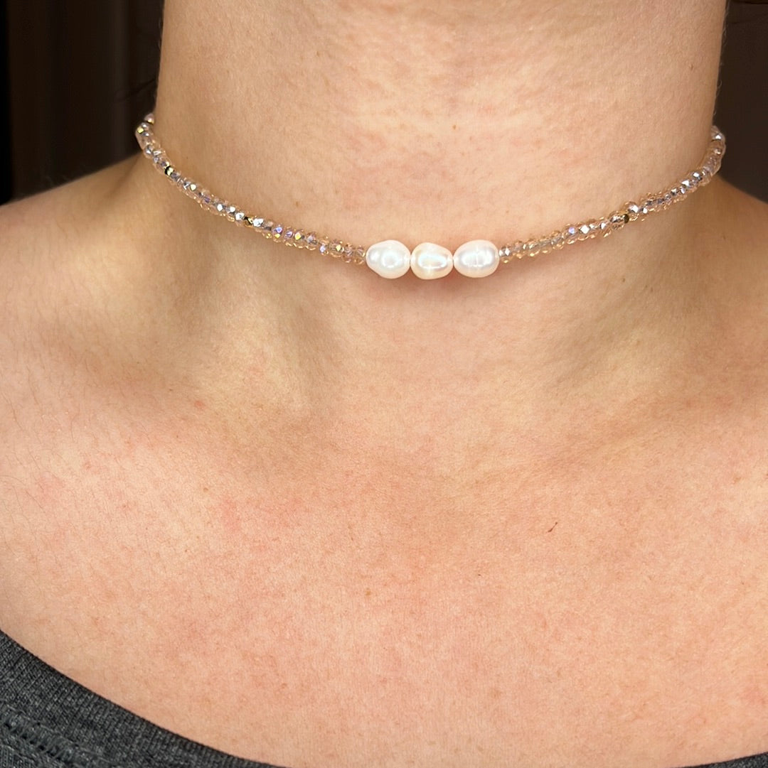 Nude beaded necklace choker