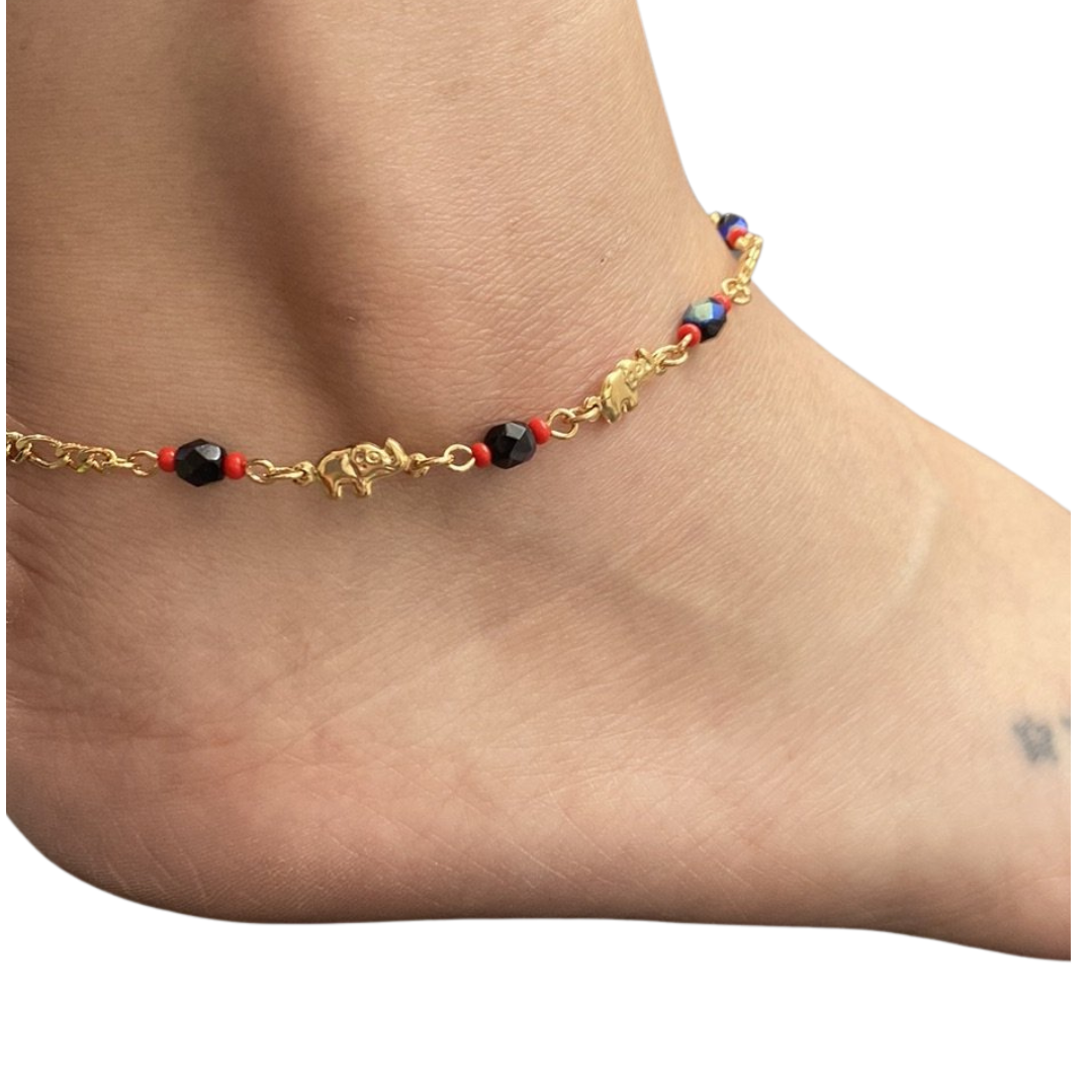 Elephant Anklet/Tobillera de Elephante dorada.