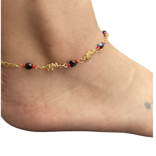 Elephant Anklet/Tobillera de Elephante dorada.